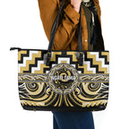 Aotearoa Ngati Tama Leather Tote Bag Maori Iwi Poutama Puhoro Tattoo