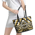Aotearoa Ngati Tama Leather Tote Bag Maori Iwi Poutama Puhoro Tattoo