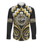 Aotearoa Ngati Tama Personalised Long Sleeve Button Shirt Maori Iwi Poutama Puhoro Tattoo