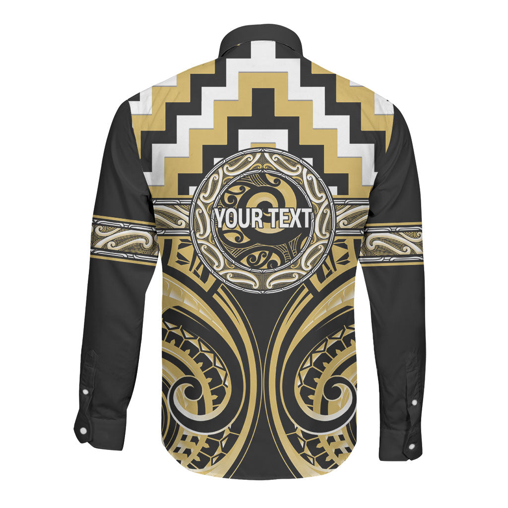 Aotearoa Ngati Tama Personalised Long Sleeve Button Shirt Maori Iwi Poutama Puhoro Tattoo