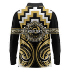 Aotearoa Ngati Tama Personalised Long Sleeve Polo Shirt Maori Iwi Poutama Puhoro Tattoo