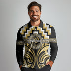 Aotearoa Ngati Tama Personalised Long Sleeve Polo Shirt Maori Iwi Poutama Puhoro Tattoo
