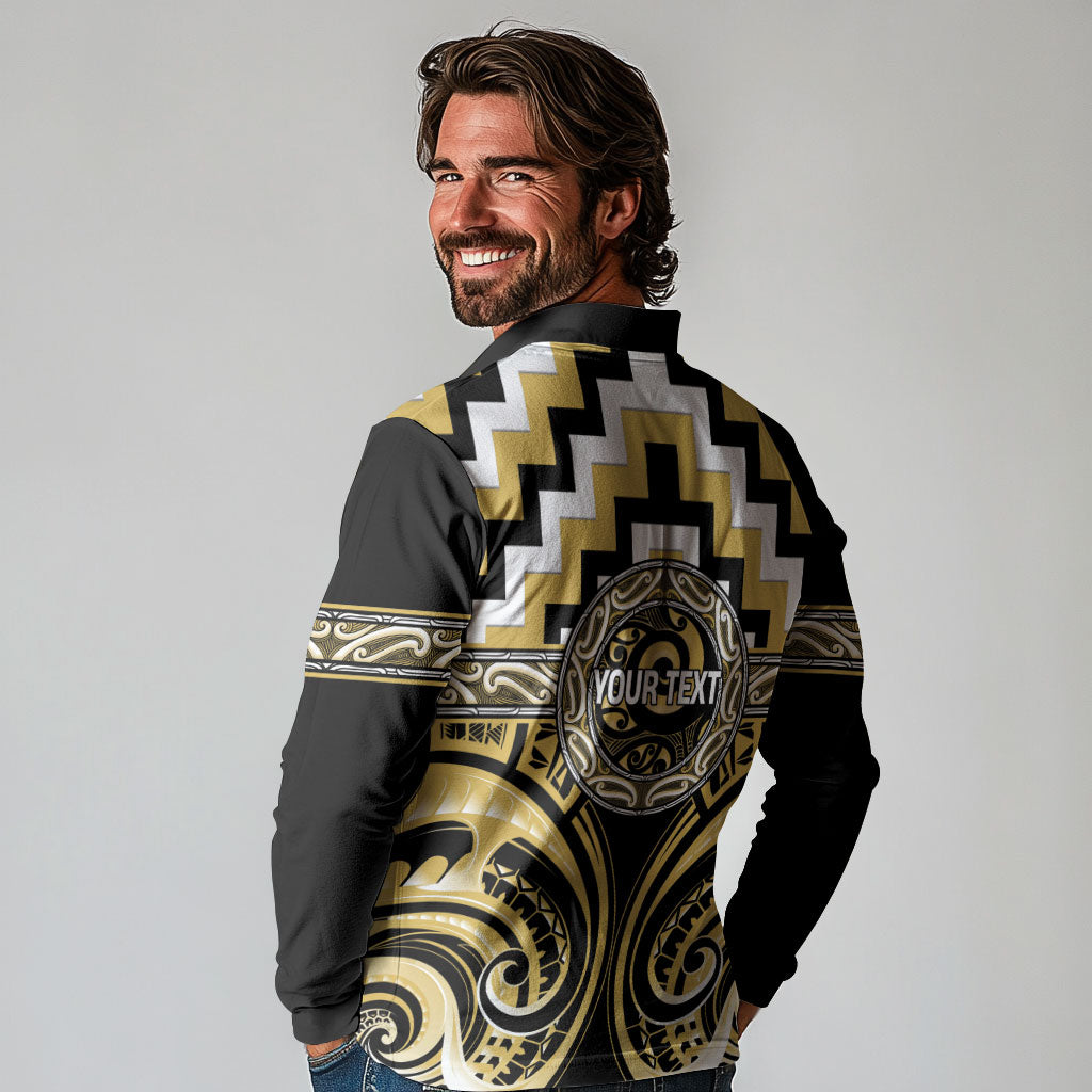 Aotearoa Ngati Tama Personalised Long Sleeve Polo Shirt Maori Iwi Poutama Puhoro Tattoo