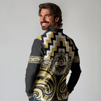 Aotearoa Ngati Tama Personalised Long Sleeve Polo Shirt Maori Iwi Poutama Puhoro Tattoo