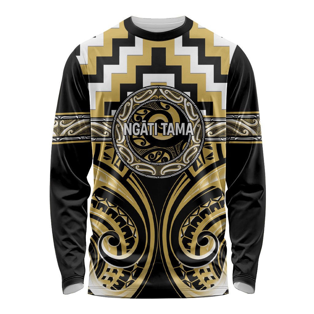 Aotearoa Ngati Tama Personalised Long Sleeve Shirt Maori Iwi Poutama Puhoro Tattoo