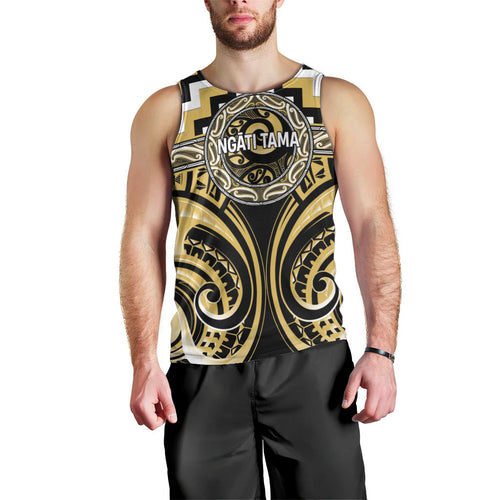Aotearoa Ngati Tama Personalised Men Tank Top Maori Iwi Poutama Puhoro Tattoo