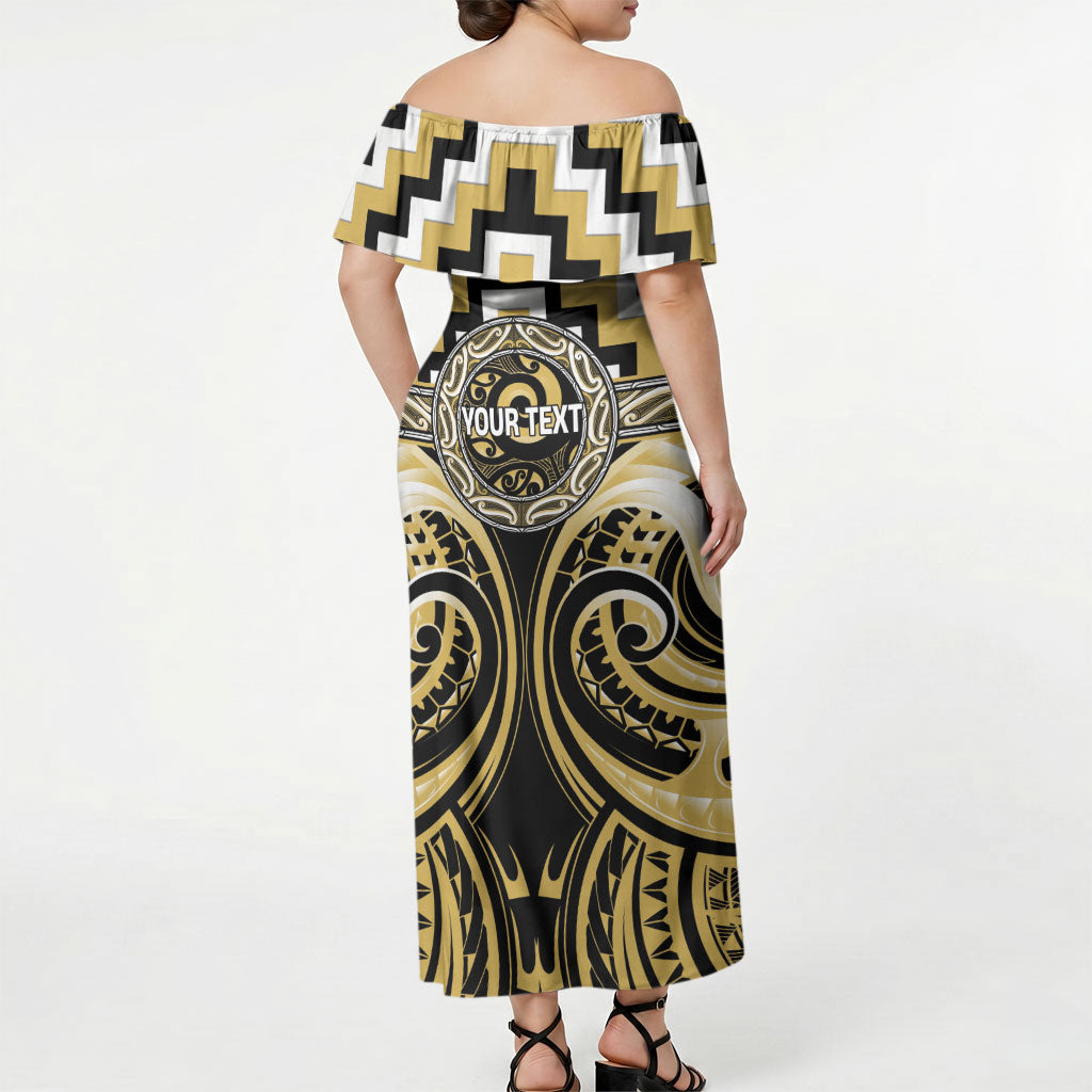 Aotearoa Ngati Tama Personalised Off Shoulder Maxi Dress Maori Iwi Poutama Puhoro Tattoo