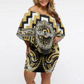 Aotearoa Ngati Tama Personalised Off Shoulder Short Dress Maori Iwi Poutama Puhoro Tattoo