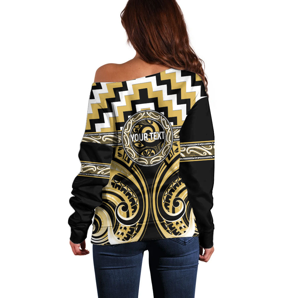 Aotearoa Ngati Tama Personalised Off Shoulder Sweater Maori Iwi Poutama Puhoro Tattoo