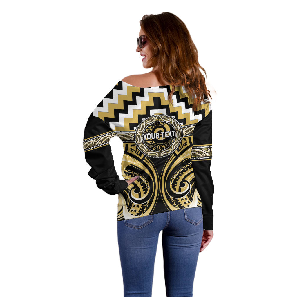 Aotearoa Ngati Tama Personalised Off Shoulder Sweater Maori Iwi Poutama Puhoro Tattoo