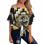 Aotearoa Ngati Tama Personalised Off Shoulder Wrap Waist Top Maori Iwi Poutama Puhoro Tattoo