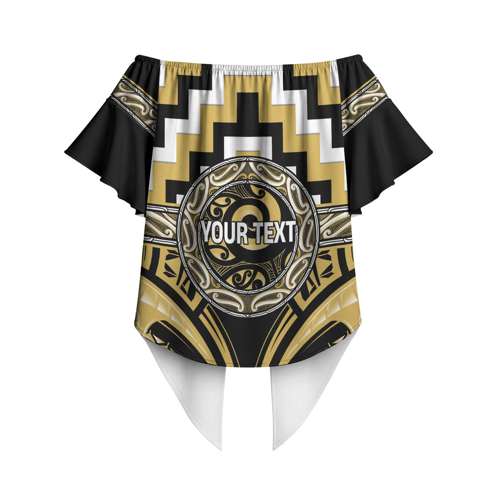 Aotearoa Ngati Tama Personalised Off Shoulder Wrap Waist Top Maori Iwi Poutama Puhoro Tattoo