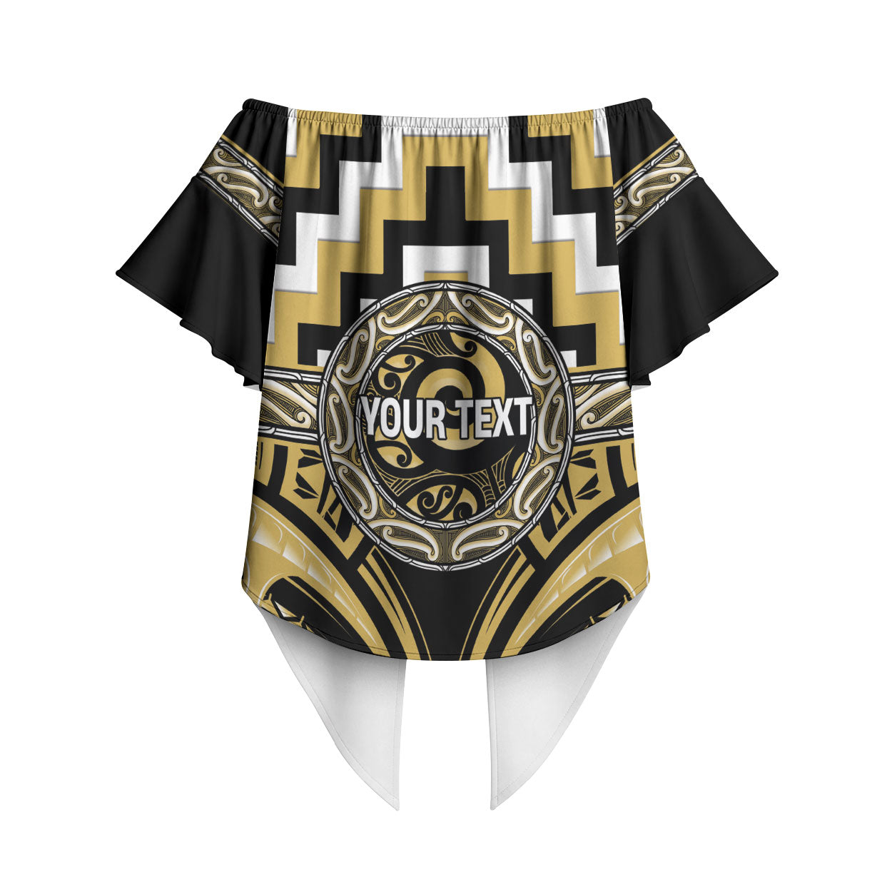 Aotearoa Ngati Tama Personalised Off Shoulder Wrap Waist Top Maori Iwi Poutama Puhoro Tattoo