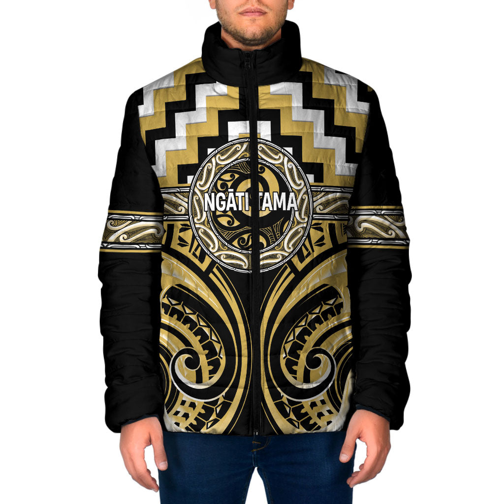 Aotearoa Ngati Tama Personalised Padded Jacket Maori Iwi Poutama Puhoro Tattoo