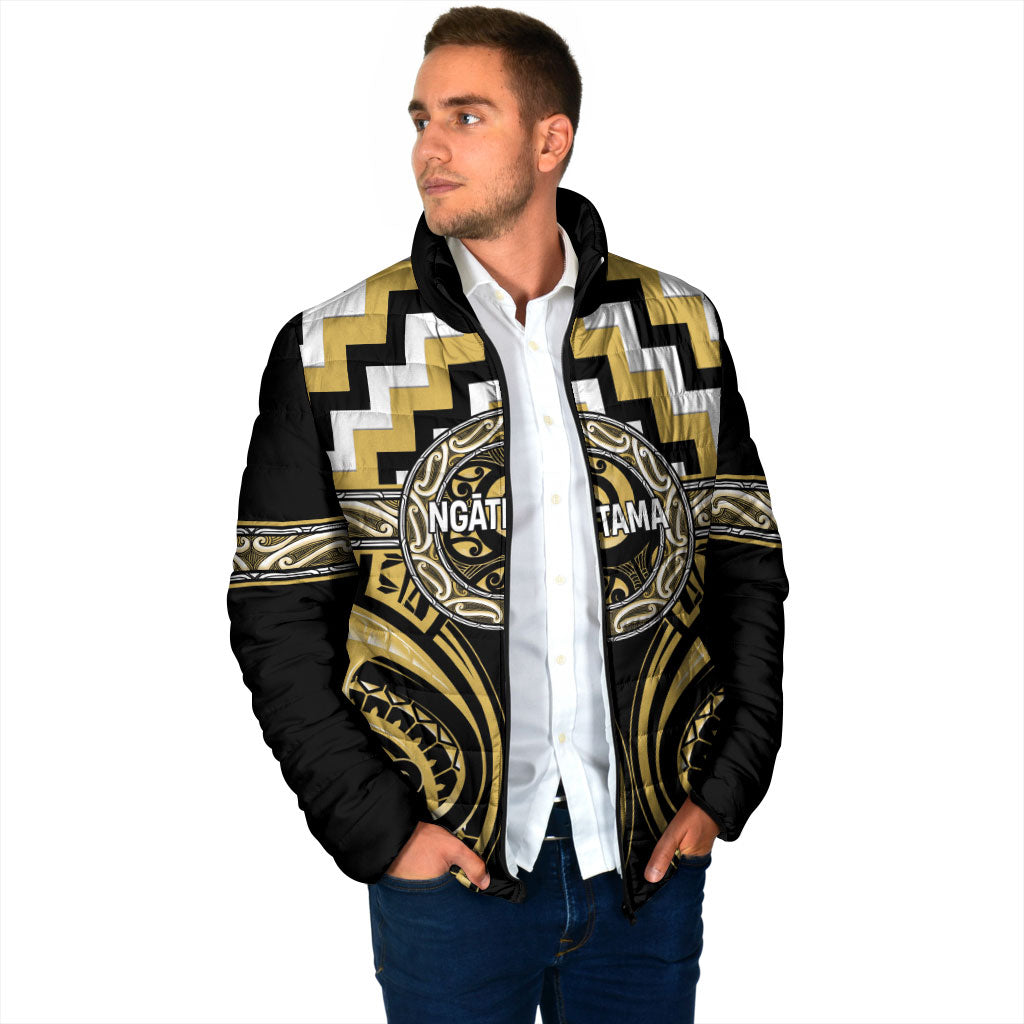 Aotearoa Ngati Tama Personalised Padded Jacket Maori Iwi Poutama Puhoro Tattoo