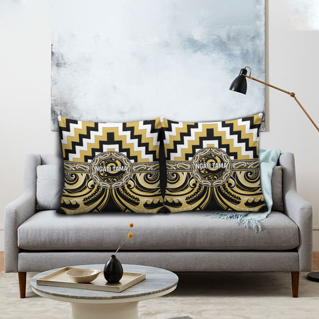Aotearoa Ngati Tama Pillow Cover Maori Iwi Poutama Puhoro Tattoo