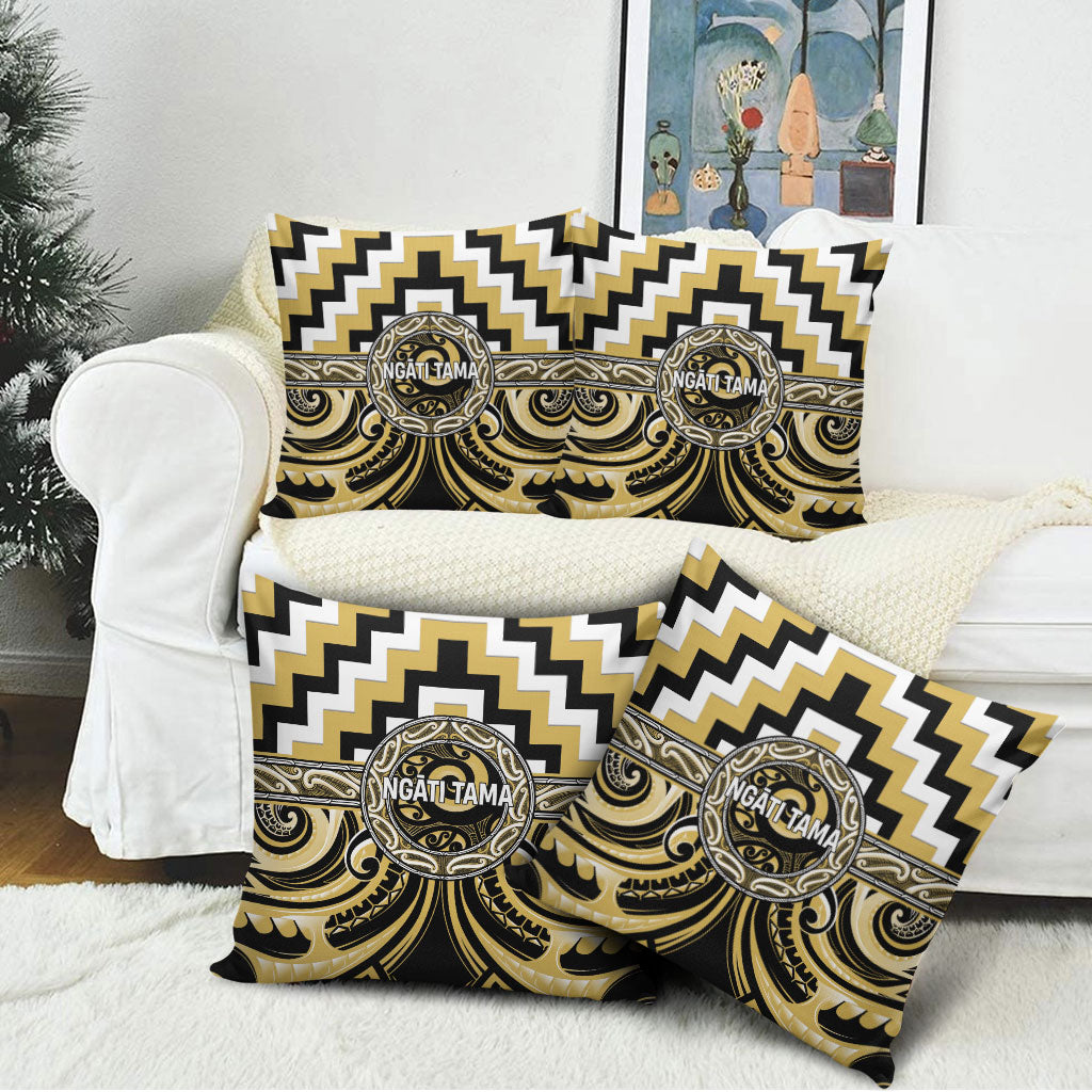 Aotearoa Ngati Tama Pillow Cover Maori Iwi Poutama Puhoro Tattoo