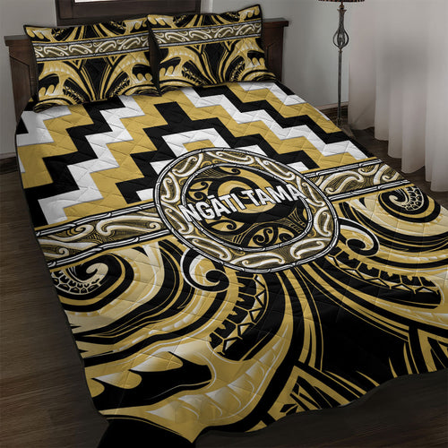 Aotearoa Ngati Tama Quilt Bed Set Maori Iwi Poutama Puhoro Tattoo