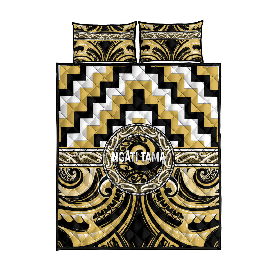 Aotearoa Ngati Tama Quilt Bed Set Maori Iwi Poutama Puhoro Tattoo