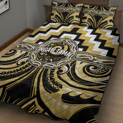 Aotearoa Ngati Tama Quilt Bed Set Maori Iwi Poutama Puhoro Tattoo