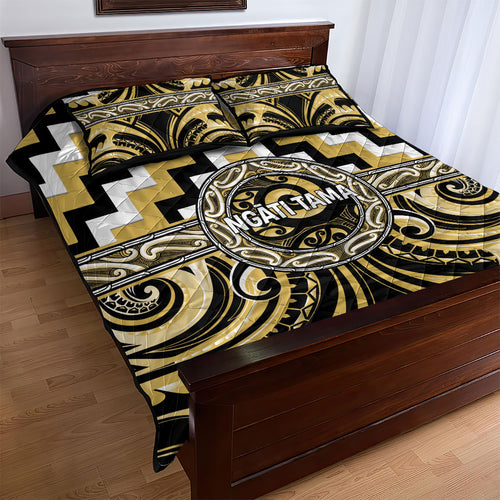 Aotearoa Ngati Tama Quilt Bed Set Maori Iwi Poutama Puhoro Tattoo