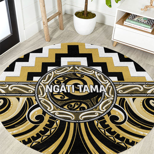 Aotearoa Ngati Tama Round Carpet Maori Iwi Poutama Puhoro Tattoo