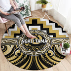Aotearoa Ngati Tama Round Carpet Maori Iwi Poutama Puhoro Tattoo