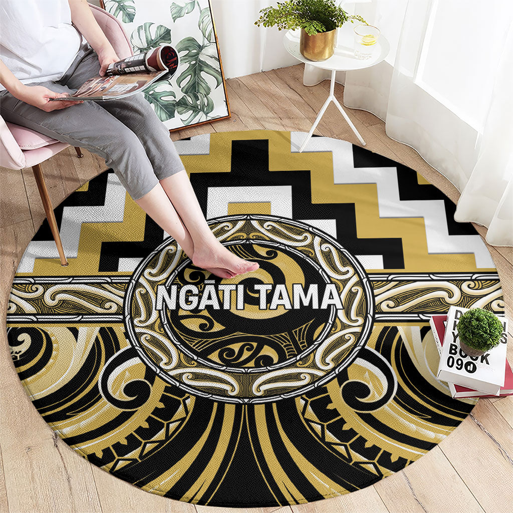 Aotearoa Ngati Tama Round Carpet Maori Iwi Poutama Puhoro Tattoo