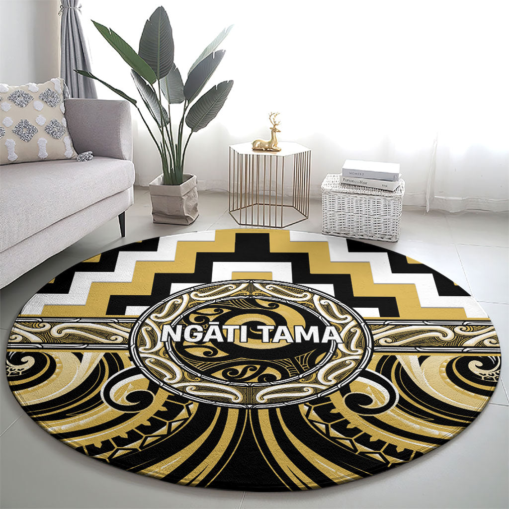 Aotearoa Ngati Tama Round Carpet Maori Iwi Poutama Puhoro Tattoo