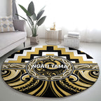 Aotearoa Ngati Tama Round Carpet Maori Iwi Poutama Puhoro Tattoo