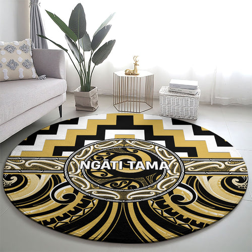 Aotearoa Ngati Tama Round Carpet Maori Iwi Poutama Puhoro Tattoo