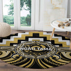 Aotearoa Ngati Tama Round Carpet Maori Iwi Poutama Puhoro Tattoo