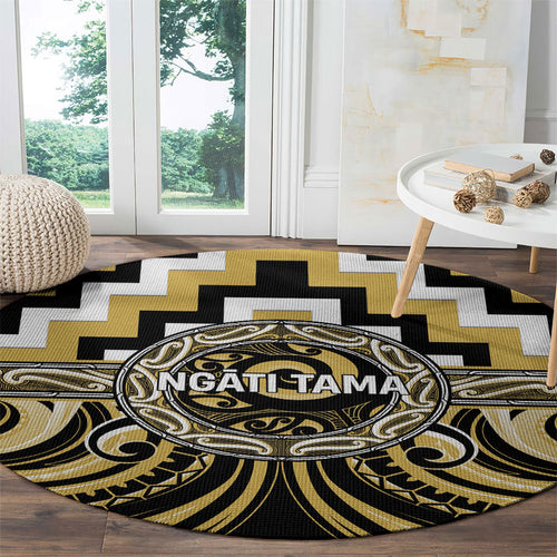 Aotearoa Ngati Tama Round Carpet Maori Iwi Poutama Puhoro Tattoo