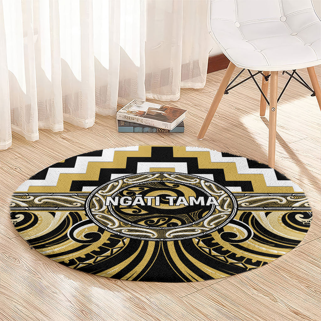 Aotearoa Ngati Tama Round Carpet Maori Iwi Poutama Puhoro Tattoo