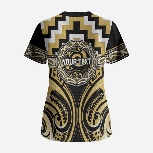 Aotearoa Ngati Tama Personalised Scrub Top Maori Iwi Poutama Puhoro Tattoo