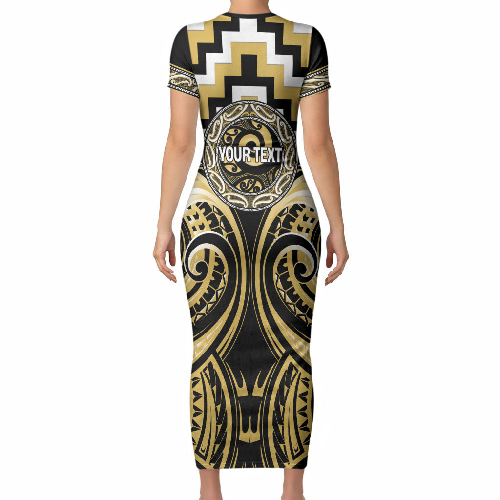 Aotearoa Ngati Tama Personalised Short Sleeve Bodycon Dress Maori Iwi Poutama Puhoro Tattoo