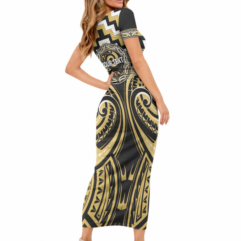 Aotearoa Ngati Tama Personalised Short Sleeve Bodycon Dress Maori Iwi Poutama Puhoro Tattoo