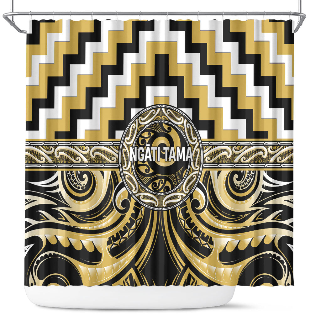 Aotearoa Ngati Tama Shower Curtain Maori Iwi Poutama Puhoro Tattoo