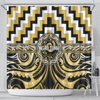 Aotearoa Ngati Tama Shower Curtain Maori Iwi Poutama Puhoro Tattoo