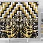 Aotearoa Ngati Tama Shower Curtain Maori Iwi Poutama Puhoro Tattoo