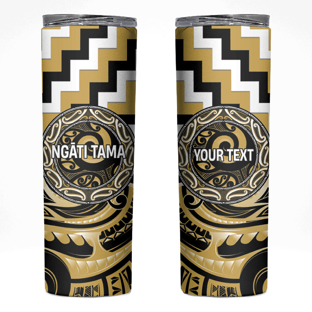 Aotearoa Ngati Tama Personalised Skinny Tumbler Maori Iwi Poutama Puhoro Tattoo