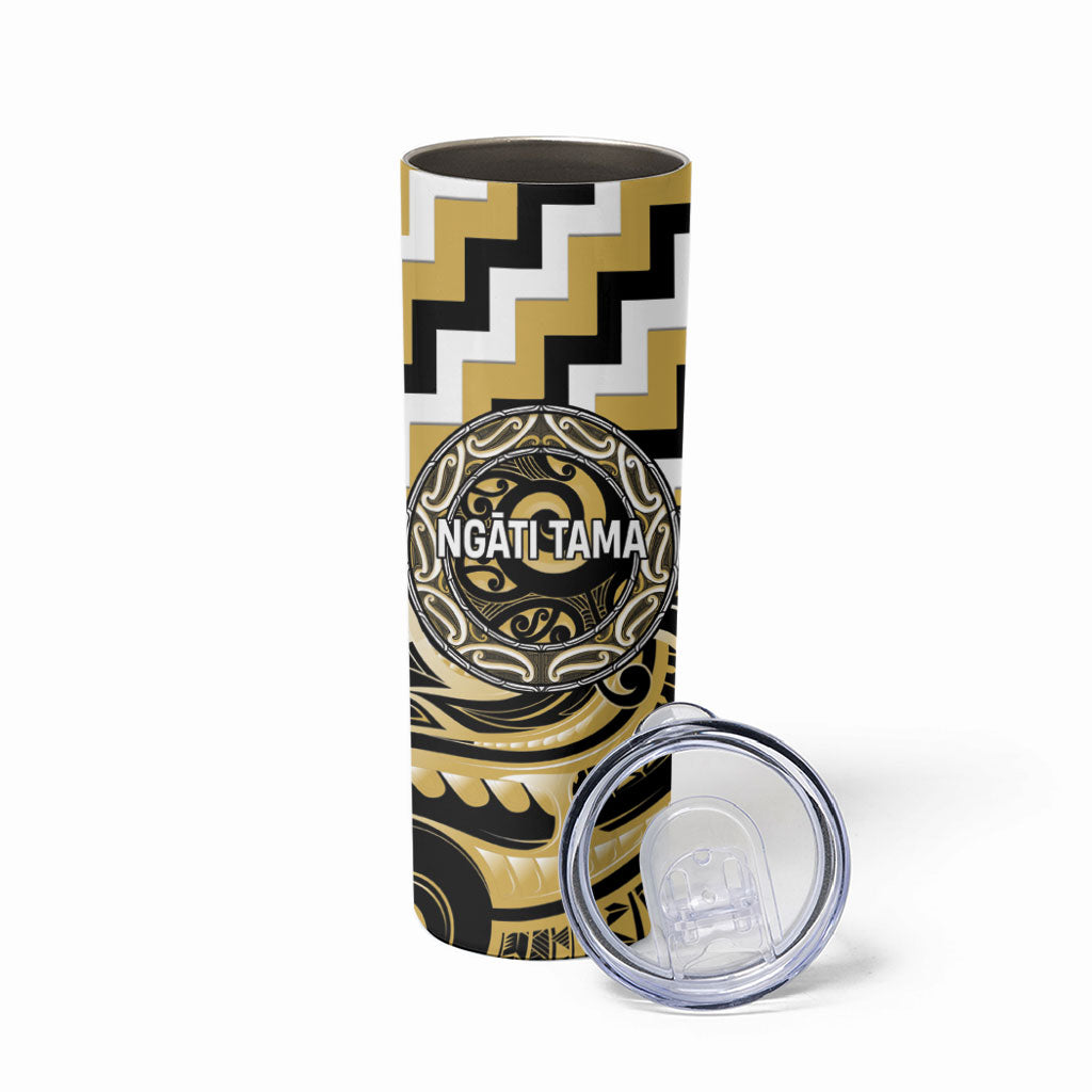 Aotearoa Ngati Tama Personalised Skinny Tumbler Maori Iwi Poutama Puhoro Tattoo