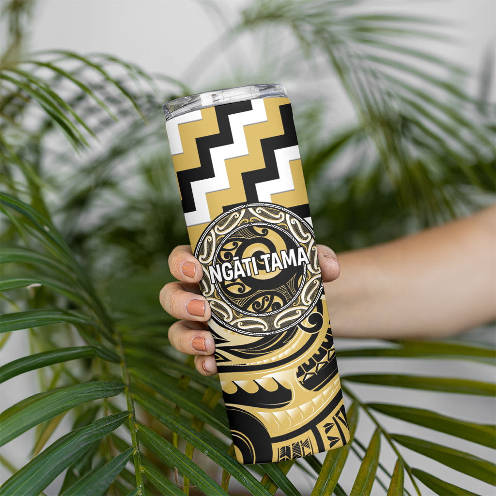 Aotearoa Ngati Tama Personalised Skinny Tumbler Maori Iwi Poutama Puhoro Tattoo