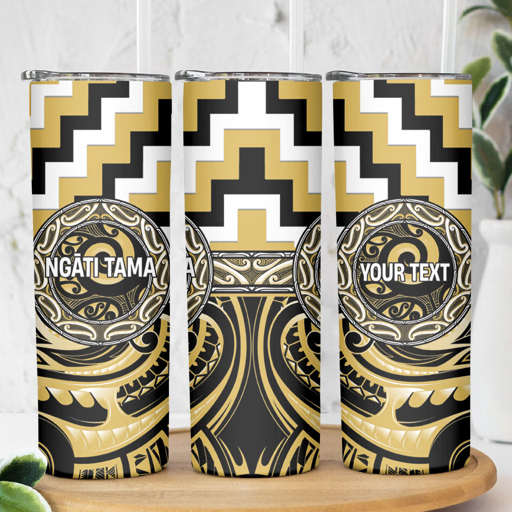 Aotearoa Ngati Tama Personalised Skinny Tumbler Maori Iwi Poutama Puhoro Tattoo