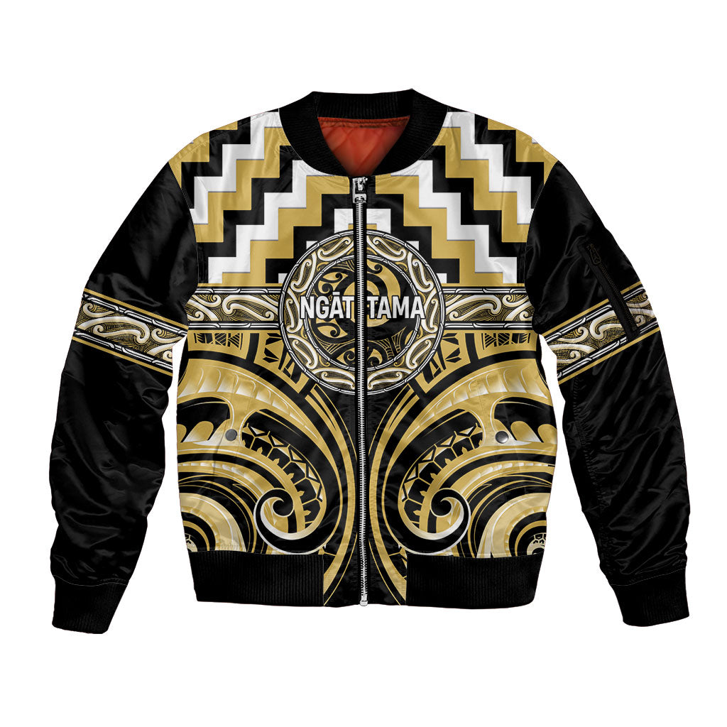 Aotearoa Ngati Tama Personalised Sleeve Zip Bomber Jacket Maori Iwi Poutama Puhoro Tattoo