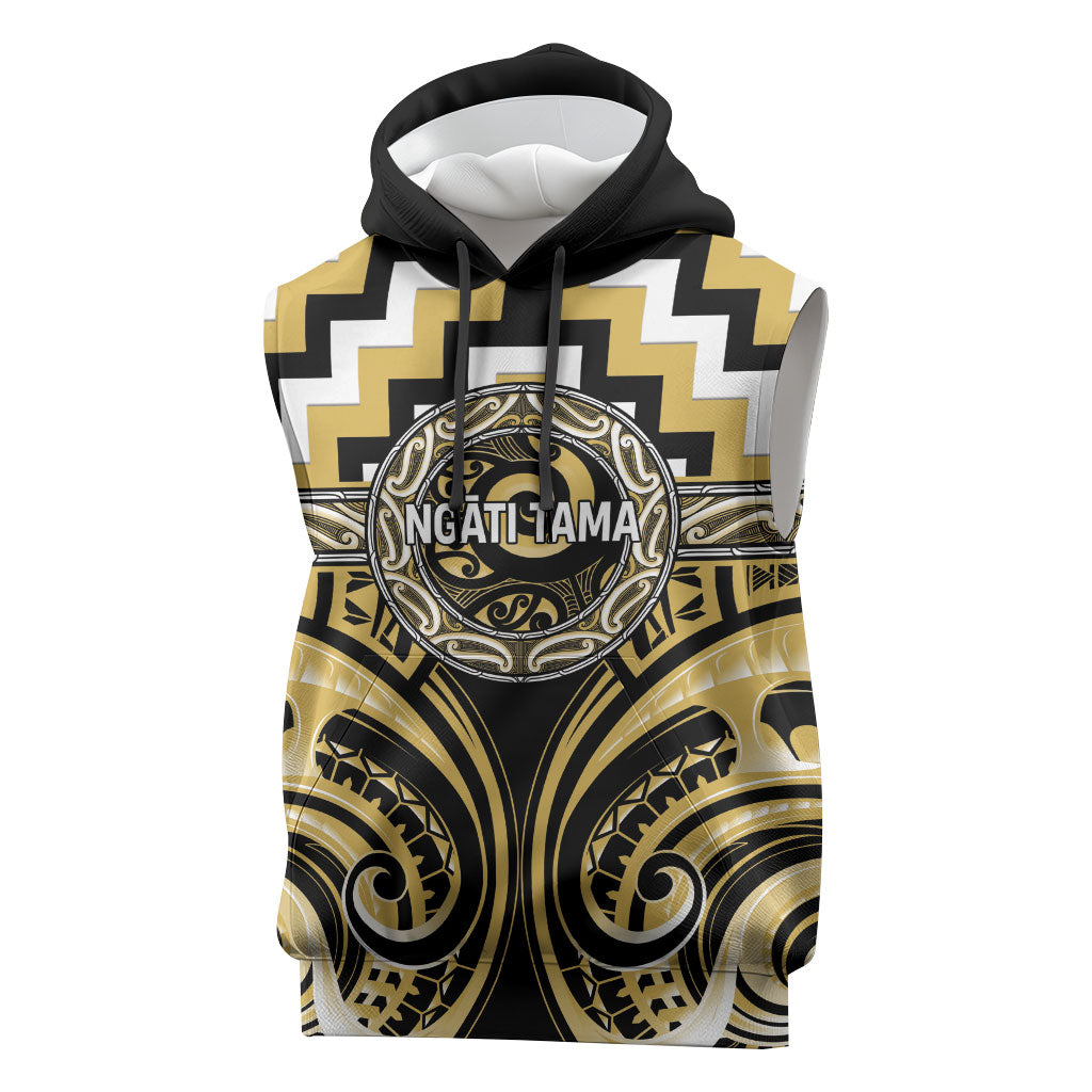 Aotearoa Ngati Tama Personalised Sleeveless Hoodie Maori Iwi Poutama Puhoro Tattoo