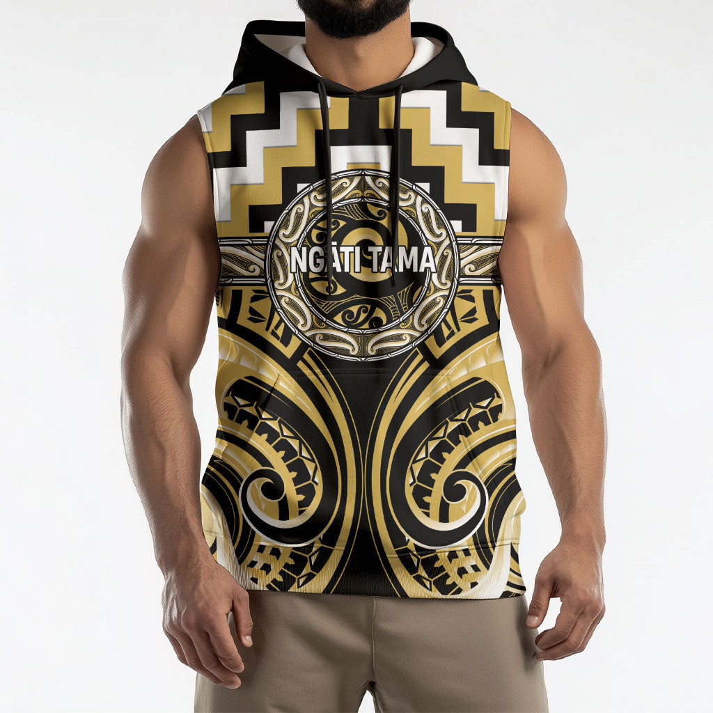 Aotearoa Ngati Tama Personalised Sleeveless Hoodie Maori Iwi Poutama Puhoro Tattoo