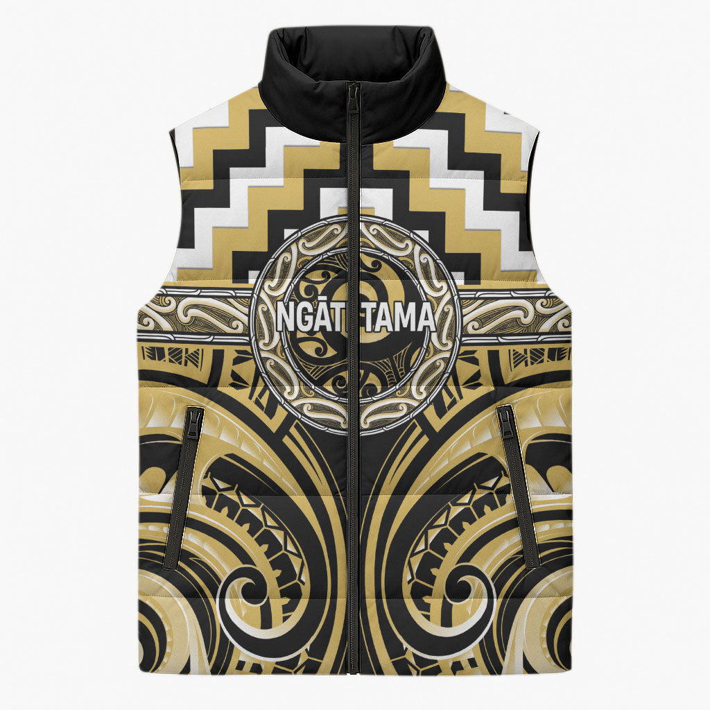 Aotearoa Ngati Tama Personalised Sleeveless Puffer Jacket Maori Iwi Poutama Puhoro Tattoo