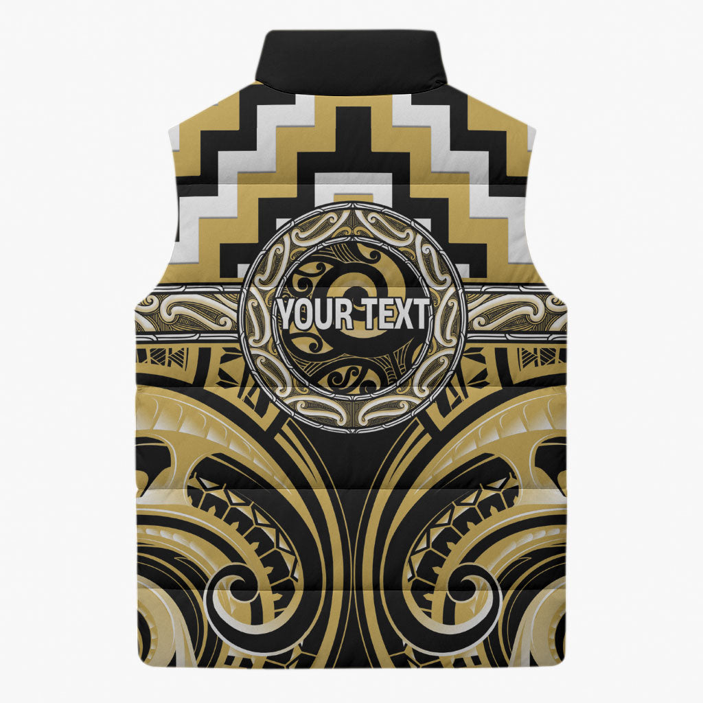 Aotearoa Ngati Tama Personalised Sleeveless Puffer Jacket Maori Iwi Poutama Puhoro Tattoo