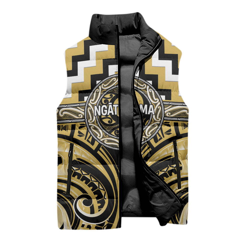 Aotearoa Ngati Tama Personalised Sleeveless Puffer Jacket Maori Iwi Poutama Puhoro Tattoo